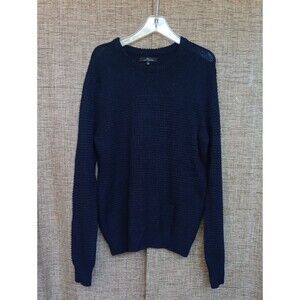Marc Anthony Navy Crewneck Textured Knit Sweater
